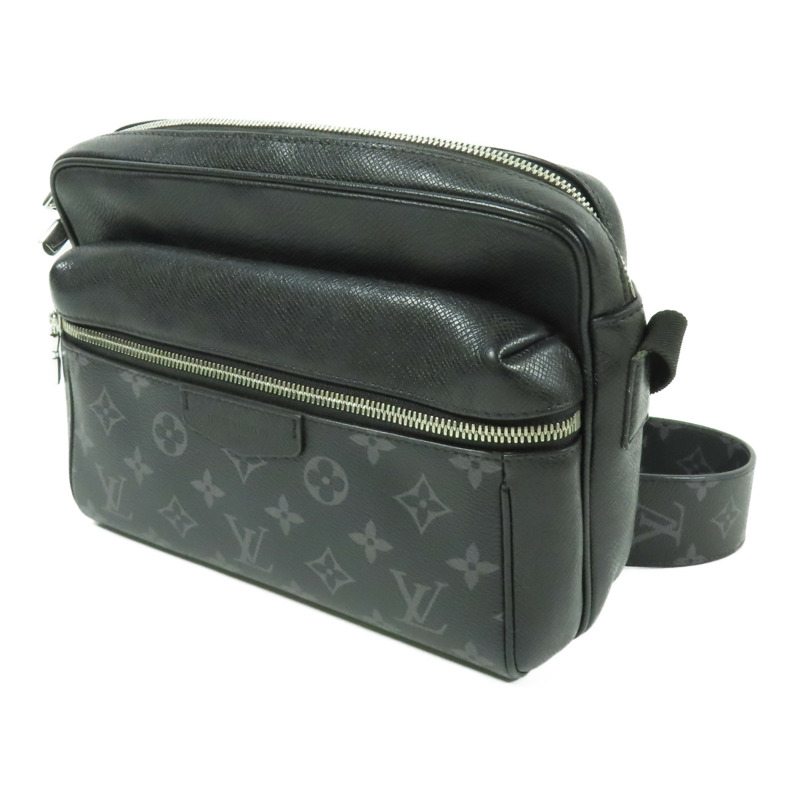 LOUIS VUITTON Monogram Eclipse/Taiga Outdoor Messenger銀扣肩背袋-2