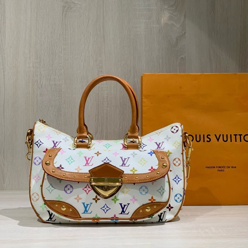 絕版❤️LV vintage村上隆聯名白三彩大號元寶包手提包肩背包-2