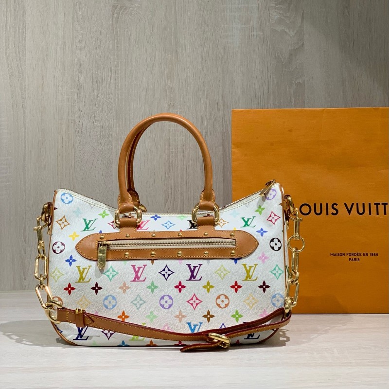 絕版❤️LV vintage村上隆聯名白三彩大號元寶包手提包肩背包-3