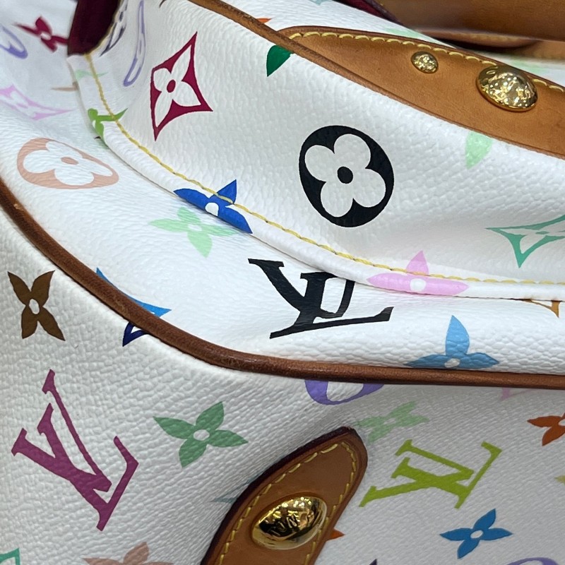 絕版❤️LV vintage村上隆聯名白三彩大號元寶包手提包肩背包-12