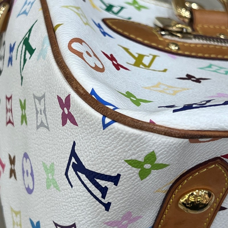 絕版❤️LV vintage村上隆聯名白三彩大號元寶包手提包肩背包-14