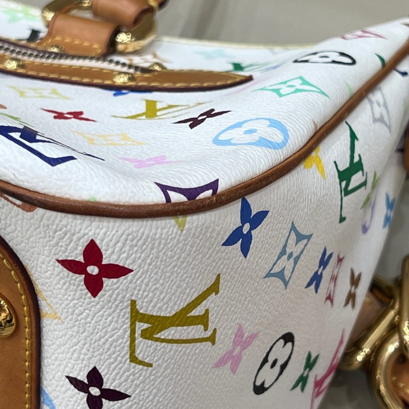 絕版❤️LV vintage村上隆聯名白三彩大號元寶包手提包肩背包-15