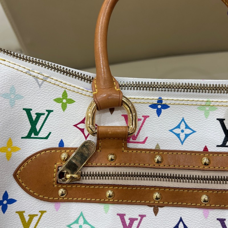 絕版❤️LV vintage村上隆聯名白三彩大號元寶包手提包肩背包-18