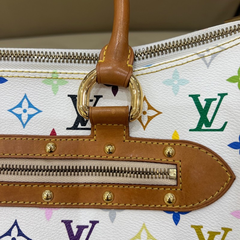 絕版❤️LV vintage村上隆聯名白三彩大號元寶包手提包肩背包-19