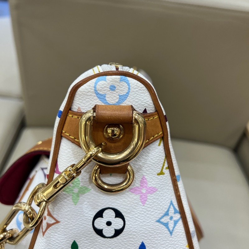 絕版❤️LV vintage村上隆聯名白三彩大號元寶包手提包肩背包-21