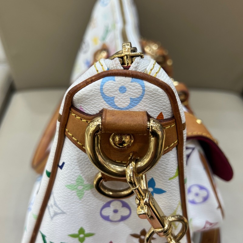 絕版❤️LV vintage村上隆聯名白三彩大號元寶包手提包肩背包-23