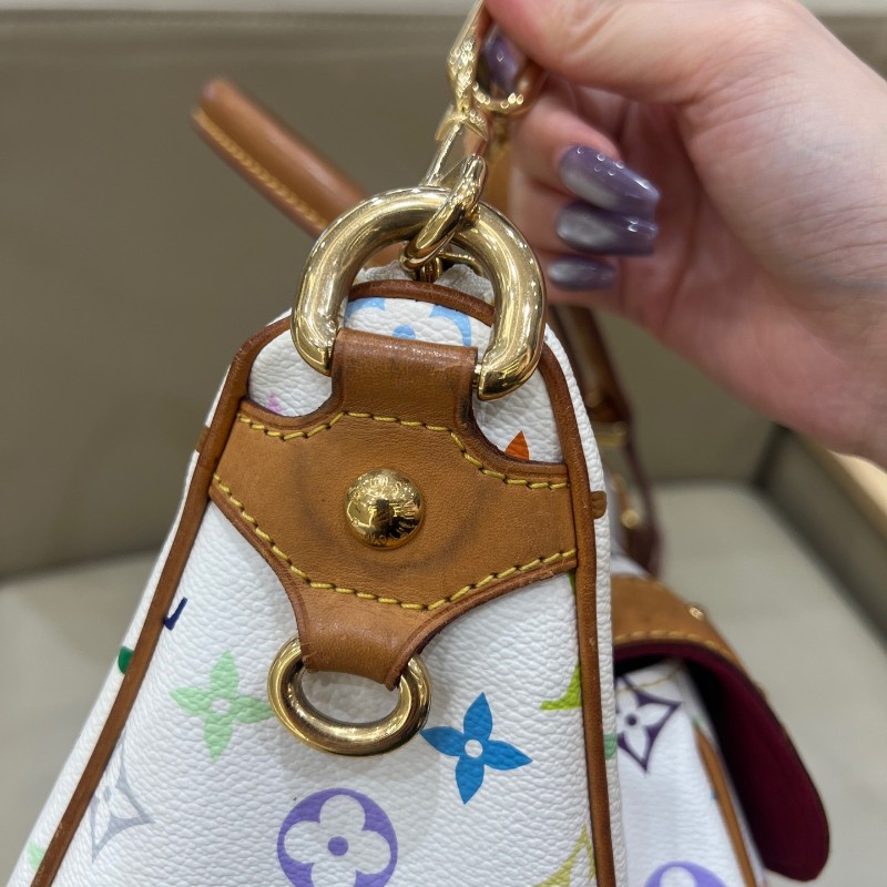 絕版❤️LV vintage村上隆聯名白三彩大號元寶包手提包肩背包-24