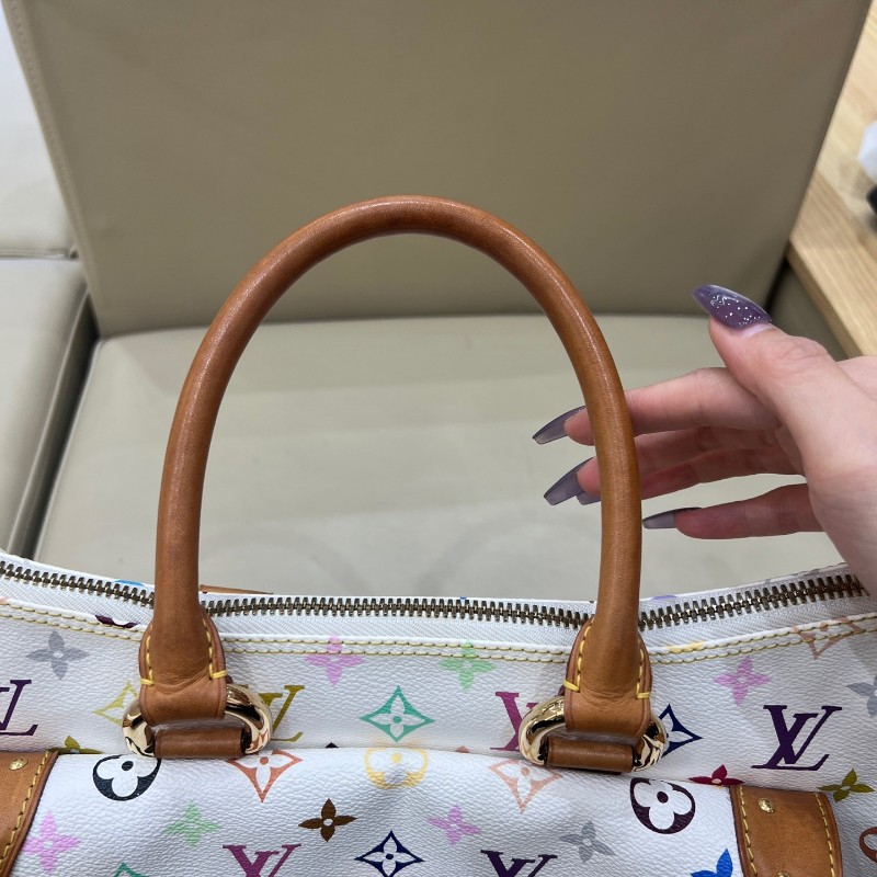 絕版❤️LV vintage村上隆聯名白三彩大號元寶包手提包肩背包-26