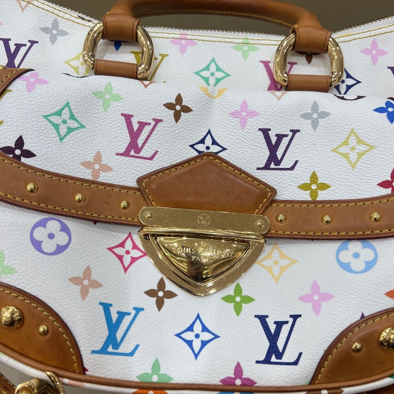 絕版❤️LV vintage村上隆聯名白三彩大號元寶包手提包肩背包-28