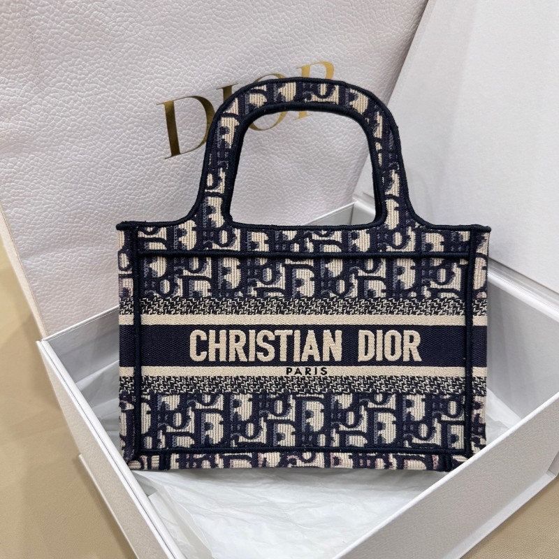 Dior迪奧老花藍色刺繡mini tote托特包 手提包-1