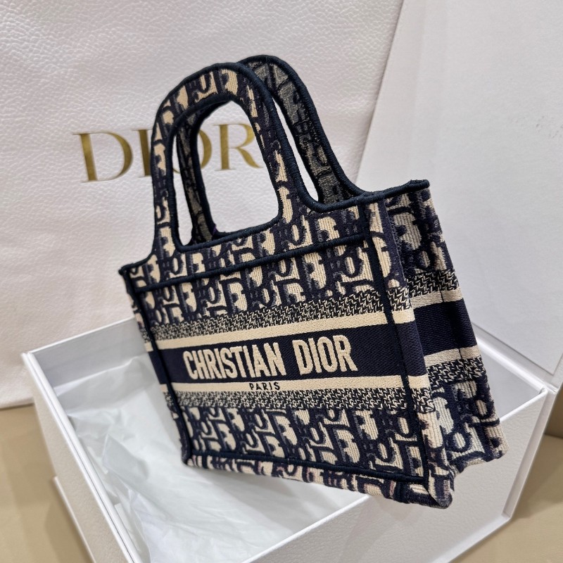 Dior迪奧老花藍色刺繡mini tote托特包 手提包-4