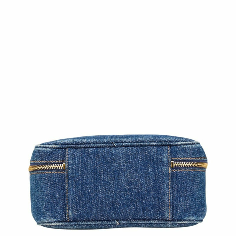 香奈兒 Coco Mark 化妝包 單肩包 兩用包 靛藍 牛仔布 女款 CHANEL-2