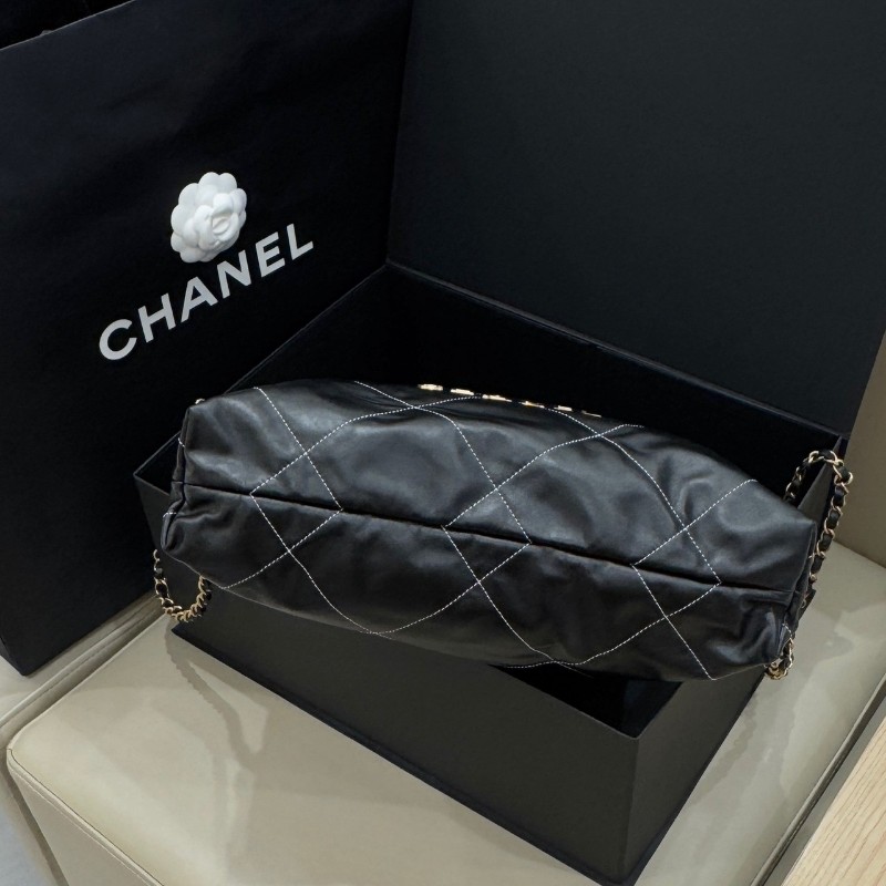超級新❤️Chanel香奈兒大號22bag 黑色黑金雙肩背包後背包 23年-6