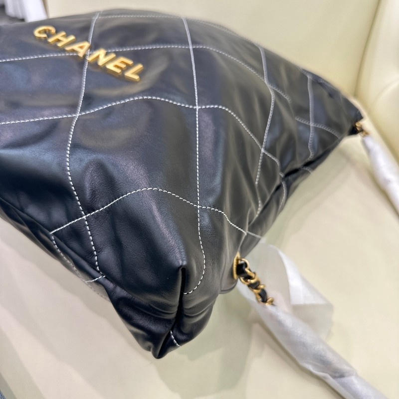 超級新❤️Chanel香奈兒大號22bag 黑色黑金雙肩背包後背包 23年-10