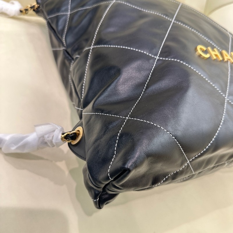 超級新❤️Chanel香奈兒大號22bag 黑色黑金雙肩背包後背包 23年-11
