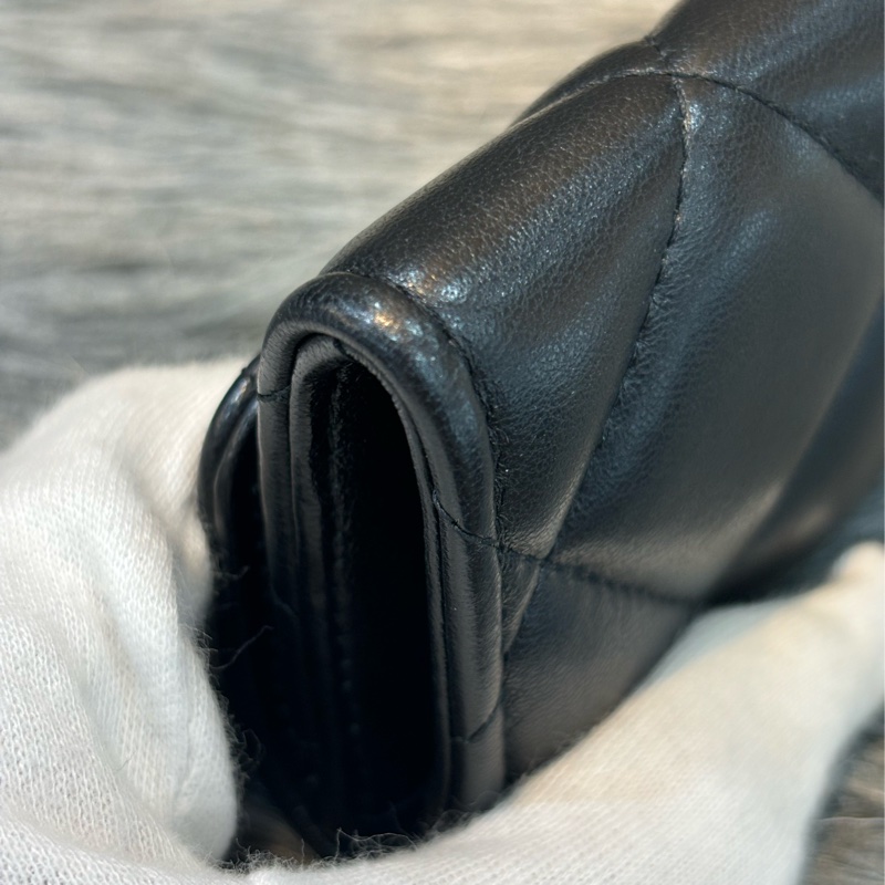 CHANEL AP1790 19 黑色羊皮金釦 短夾 零錢包 信用卡夾 錢包 名片夾-7