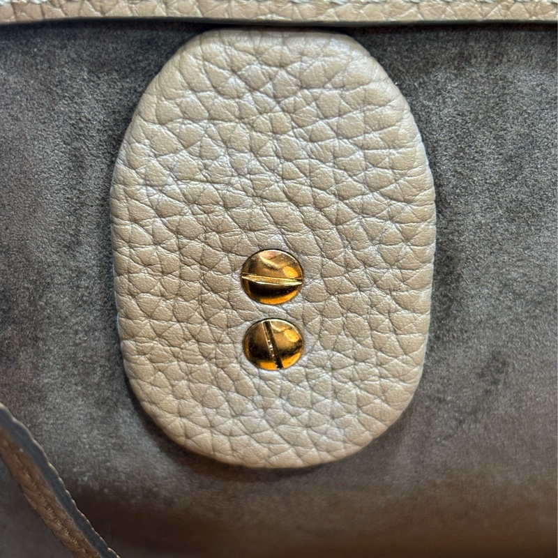 TODS DI BAG 奶茶色荔枝皮 手提包肩背包斜背包2用包保齡球包波士頓包-20