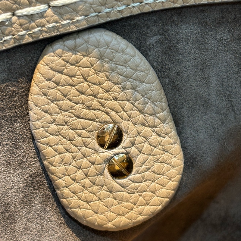 TODS DI BAG 奶茶色荔枝皮 手提包肩背包斜背包2用包保齡球包波士頓包-23