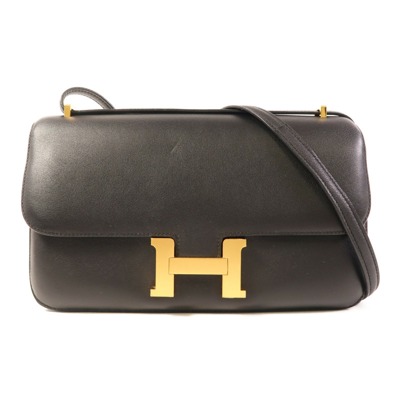 HERMES Swift皮革Constance Elan金扣肩背袋Noir-0