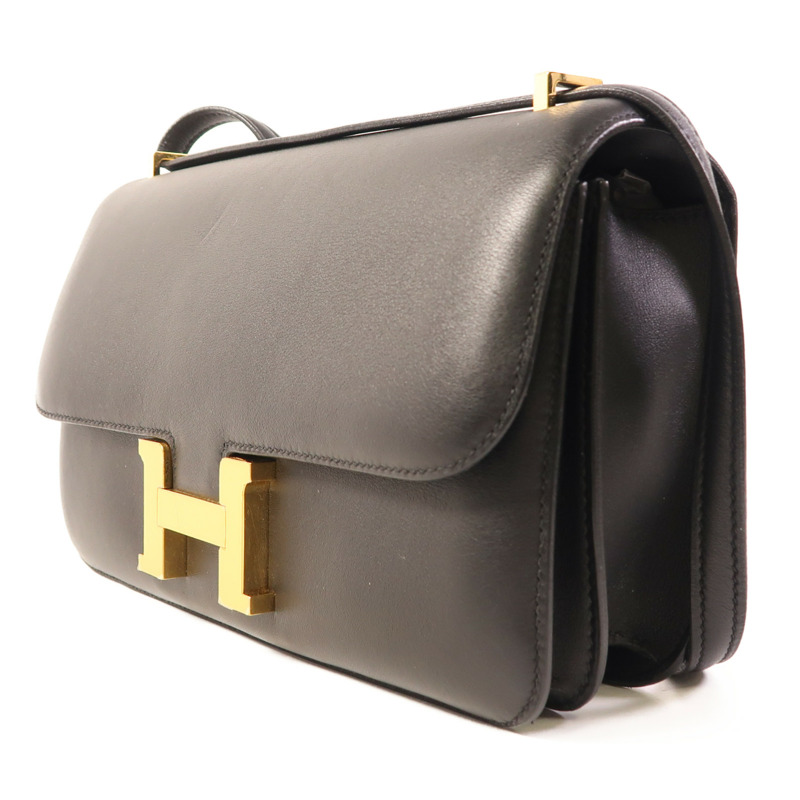 HERMES Swift皮革Constance Elan金扣肩背袋Noir-2