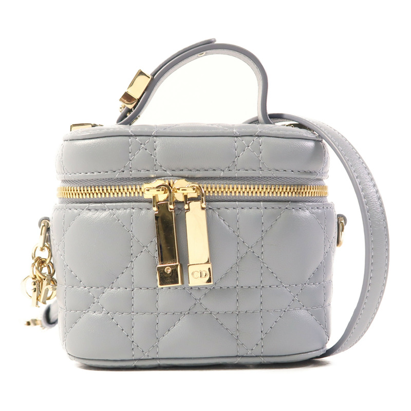 Dior 羊皮皮革Cannage Vanity金扣手挽肩背兩用袋-0