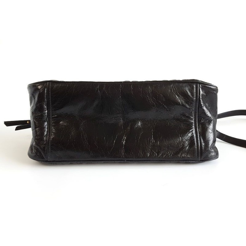 Miu Miu 黑色黑金褶皺保齡球包手提單肩包肩背包-3