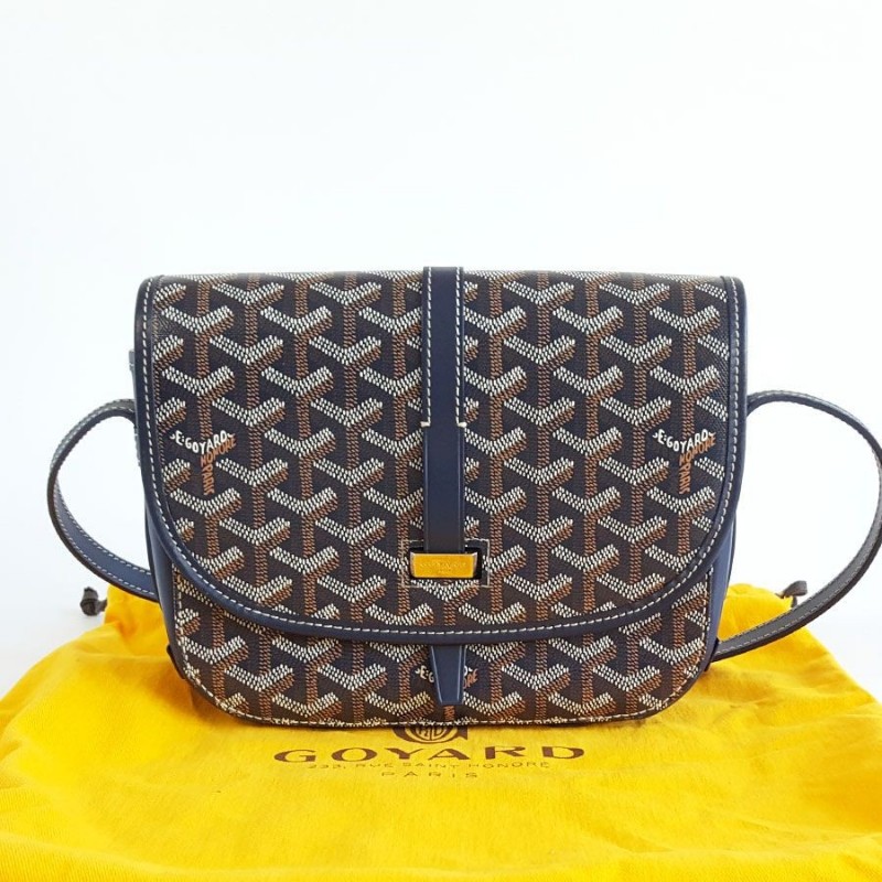 GOYARD 小號藍色老花Belvedere郵差包肩背包斜背包 中性款-0