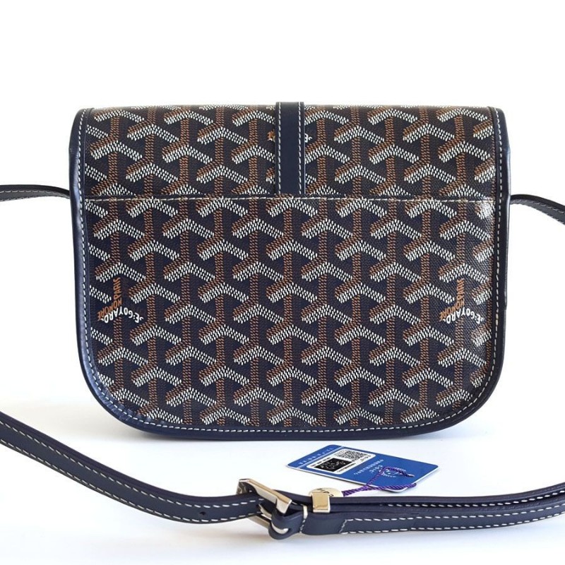 GOYARD 小號藍色老花Belvedere郵差包肩背包斜背包 中性款-3