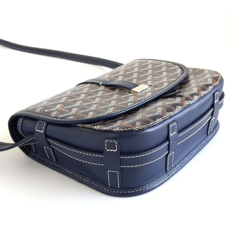GOYARD 小號藍色老花Belvedere郵差包肩背包斜背包 中性款-5
