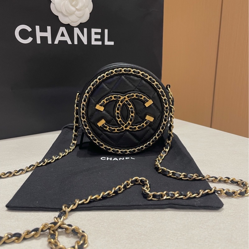 Chanel 羊皮小圓餅 30開  尺寸約12x12x4.5cm 附件：塵袋 卡~-0