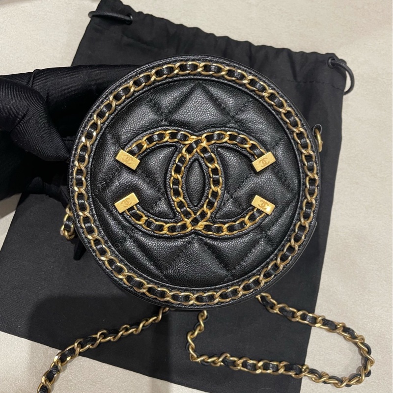 Chanel 羊皮小圓餅 30開  尺寸約12x12x4.5cm 附件：塵袋 卡~-1