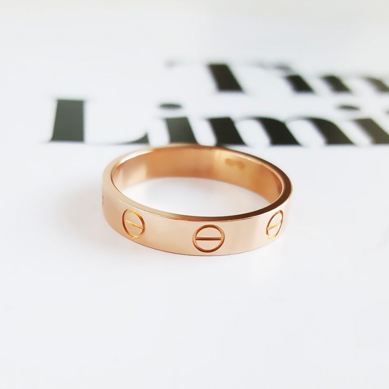 Cartier卡地亞❤️LOVE 18K玫瑰金窄版無鑽LOVE戒指-2