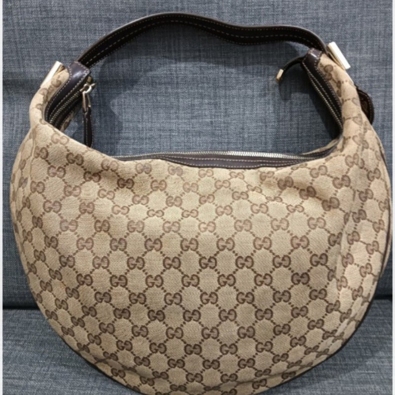 GUCCI HOBO雙蝴蝶結五金標誌設計肩背包，附贈原廠咖啡色絨布保護袋！-5