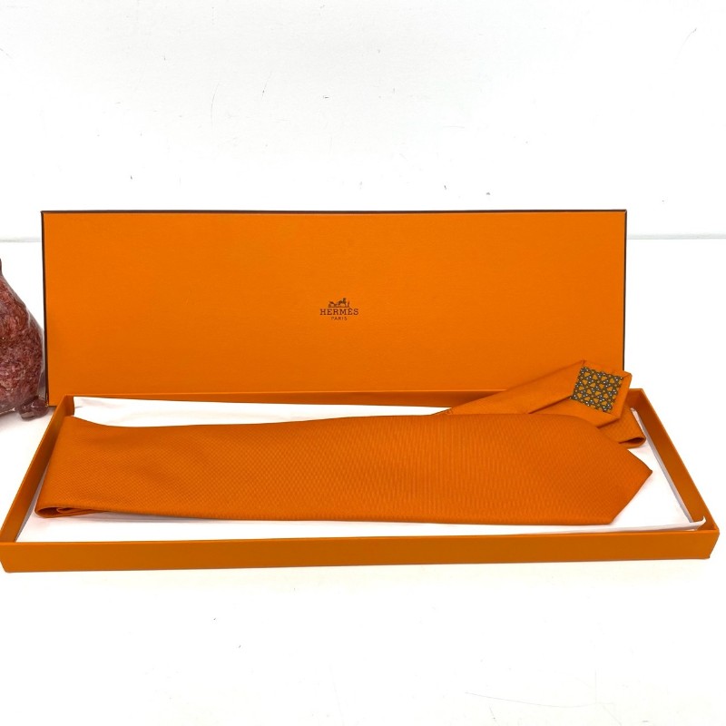 超級新❤️🉑送禮Hermes愛馬仕 愛馬仕橙 領帶 顏色顯白 🈶盒子-0