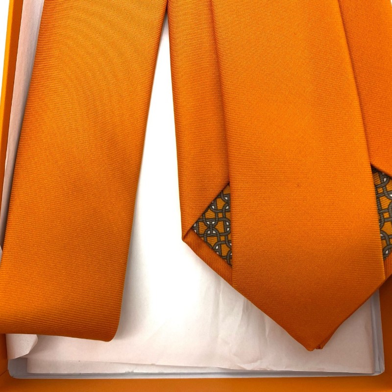 超級新❤️🉑送禮Hermes愛馬仕 愛馬仕橙 領帶 顏色顯白 🈶盒子-4