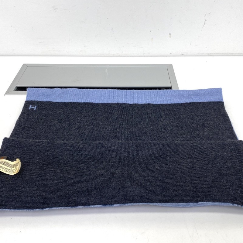 🉑送禮 Hermes愛馬仕藍黑拼色 羊絨真絲混紡圍巾 尺寸30x180cm🈶盒子-5