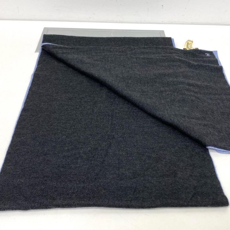 🉑送禮 Hermes愛馬仕藍黑拼色 羊絨真絲混紡圍巾 尺寸30x180cm🈶盒子-7