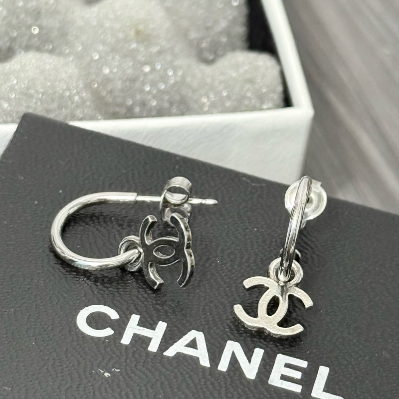 Chanel 香奈兒 中古簡約雙C logo耳環-0