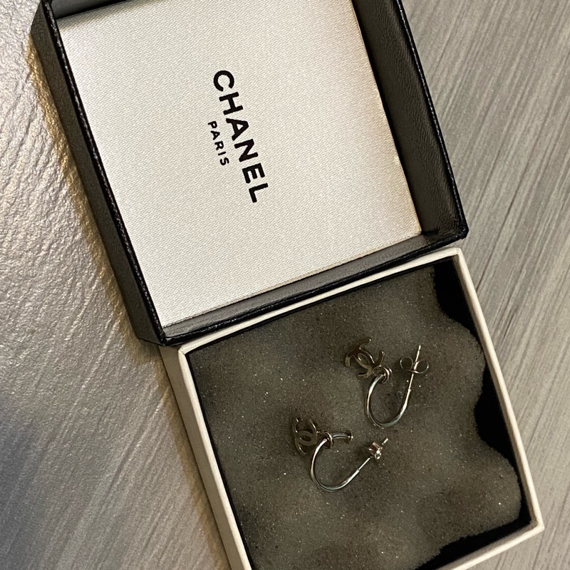 Chanel 香奈兒 中古簡約雙C logo耳環-3