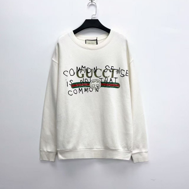 Gucc古馳 米白色 塗鴉雙G腰帶字母logo衛衣 os m碼 男女同款-0