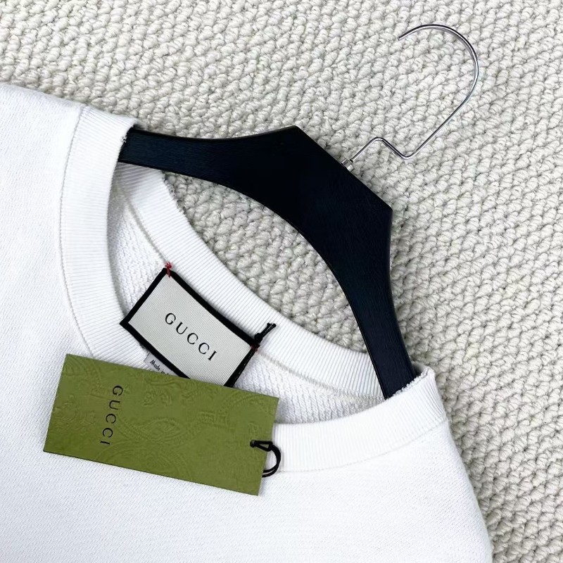 Gucc古馳 米白色 塗鴉雙G腰帶字母logo衛衣 os m碼 男女同款-2