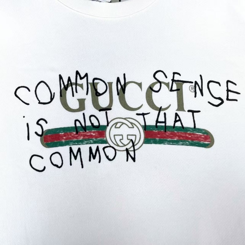 Gucc古馳 米白色 塗鴉雙G腰帶字母logo衛衣 os m碼 男女同款-3