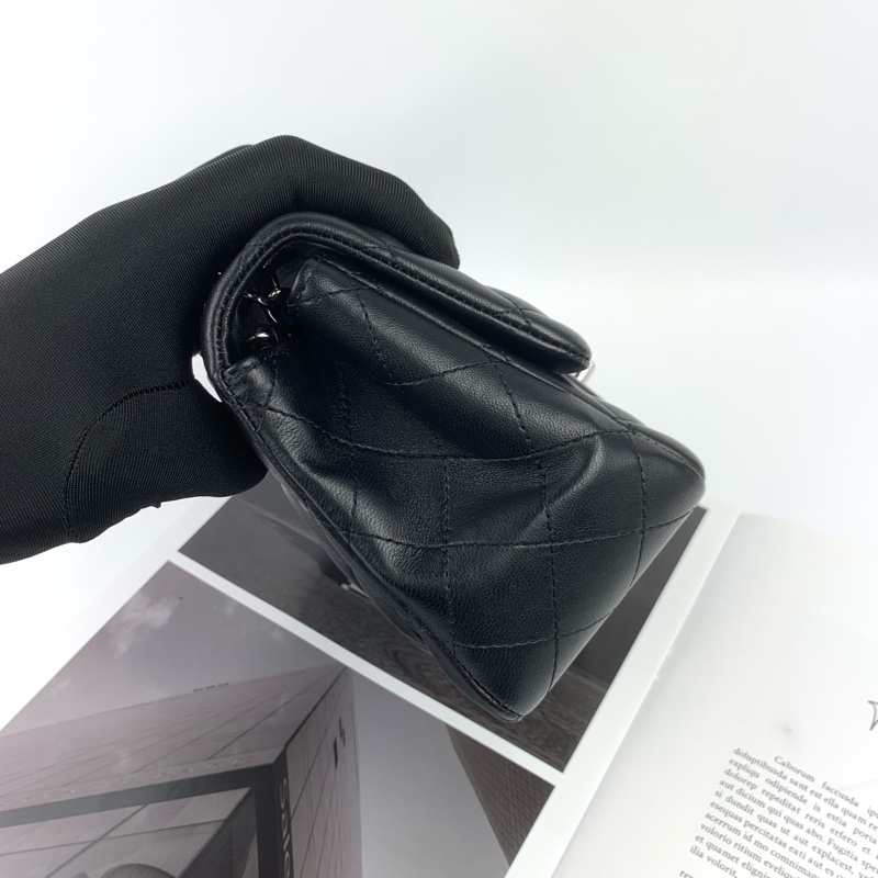 ◻️Chanel羊皮黑銀方胖子-5