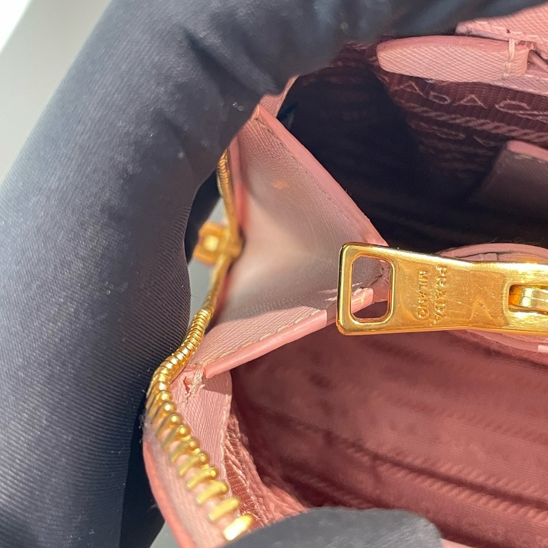 PRADA 貝殼包櫻花粉 手提包肩背包斜背包-16