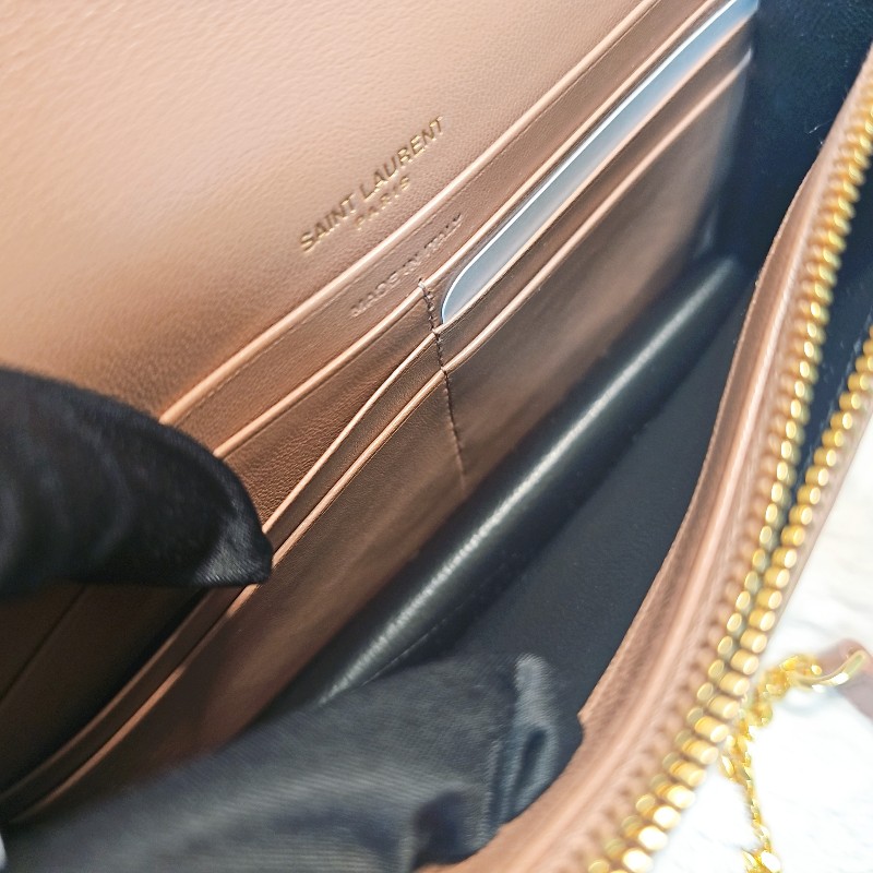 全新 Saint Laurent YSL 鍊條信封包 WOC 羊皮 乾燥玫瑰 霧玫瑰裸粉 金鍊優雅版-15