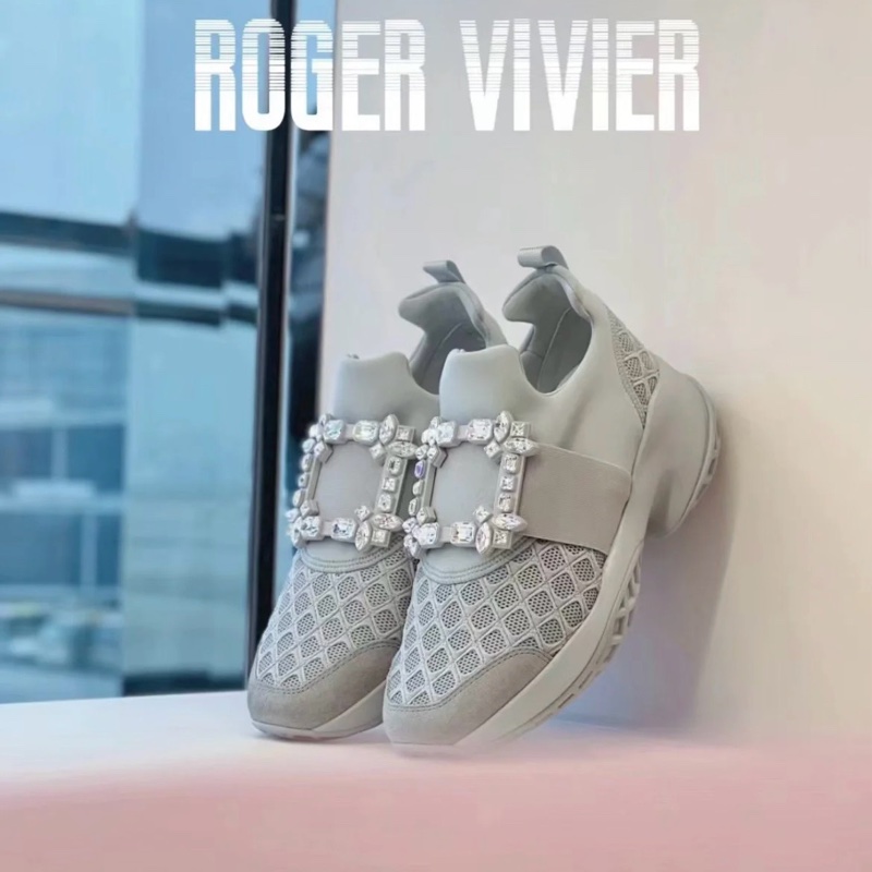 促銷品Roger Vivier Viv Run 水晶鑽方釦 運動鞋 灰色 35 35.5-0