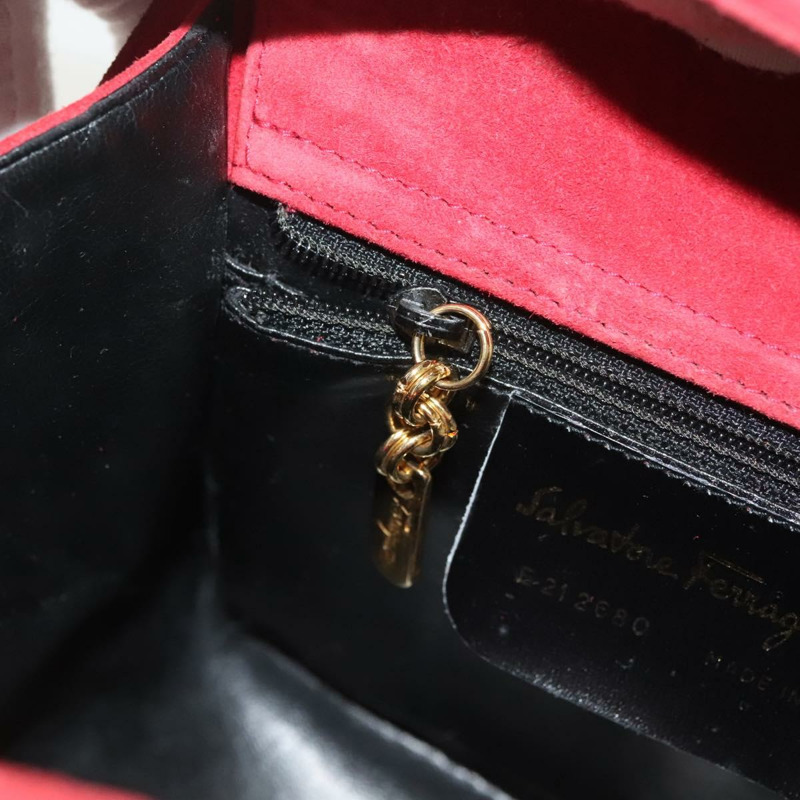 【日本直送】Salvatore Ferragamo Gancini 單肩包 絨面革 紅金 正品 131361-18