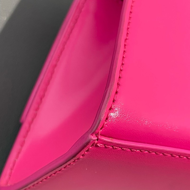 BALENCIAGA/巴黎世家 Hourglass沙漏包 XS號 玫紅色銀扣 斜背包肩背包-5