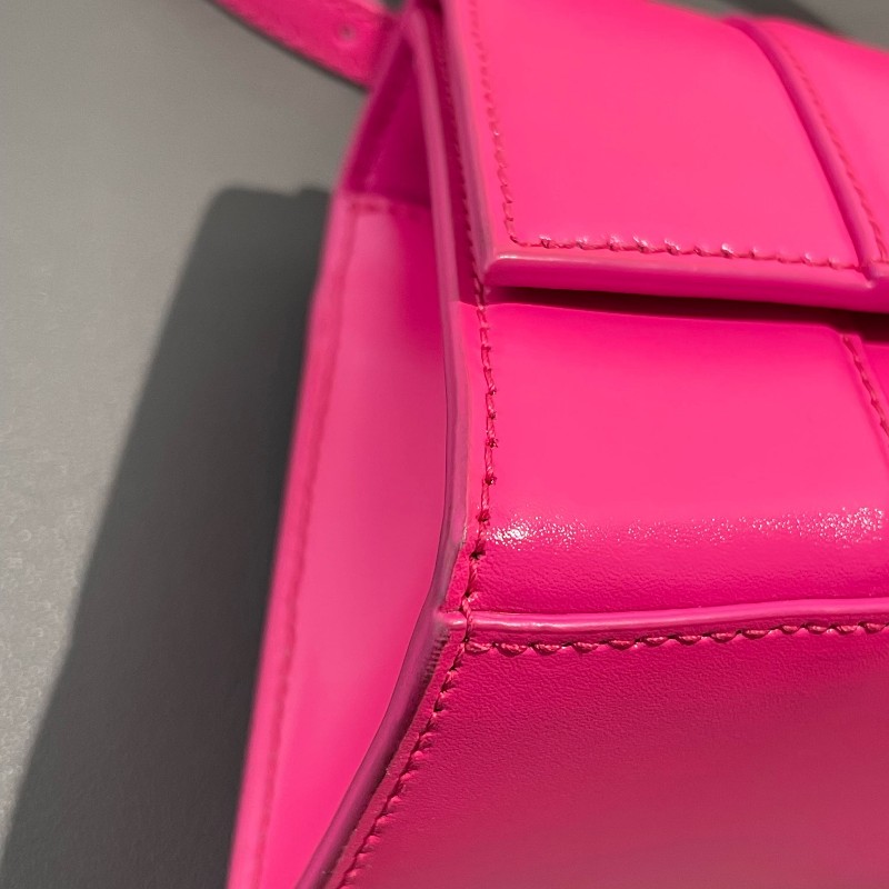 BALENCIAGA/巴黎世家 Hourglass沙漏包 XS號 玫紅色銀扣 斜背包肩背包-8