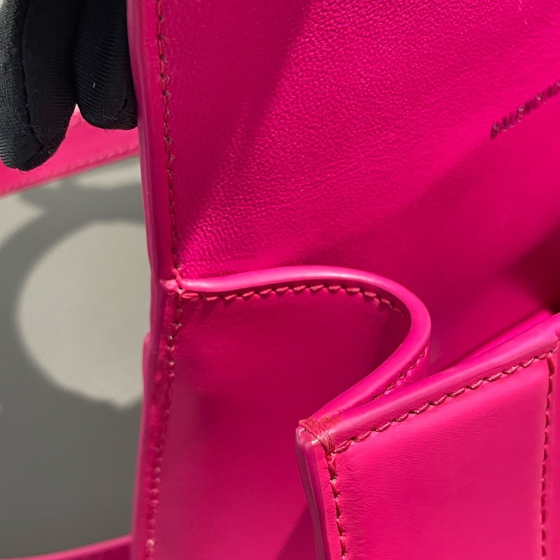 BALENCIAGA/巴黎世家 Hourglass沙漏包 XS號 玫紅色銀扣 斜背包肩背包-10